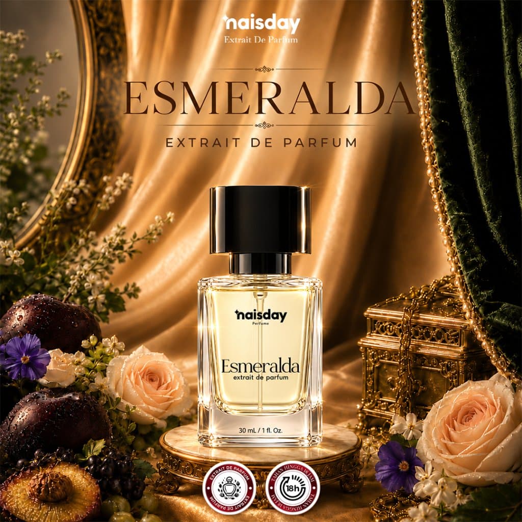NAISDAY ESMERALDA Parfum Tahan Lama – Extrait de Parfume Fruity Floral Woody Elegan Misterius Cocok Untuk Wanita 30ml
